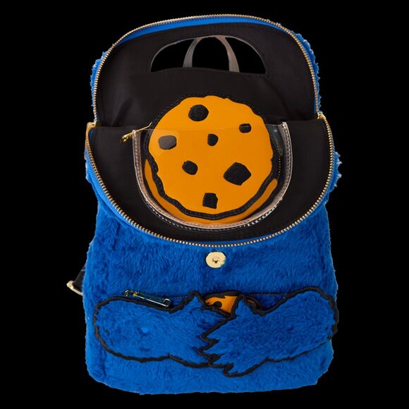 Loungefly Cookie Monster Plush Mini Backpack – Moveable Arms & Hidden Coin Bag! - Picture 2 of 9
